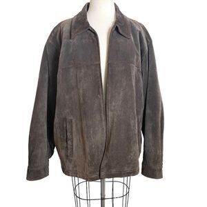 Knightsbridge XL brown suede bomber jacket with silky brown quilted lining